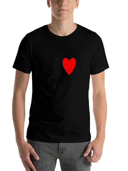I Love Blues T-Shirt Black Cotton Graphic Tee