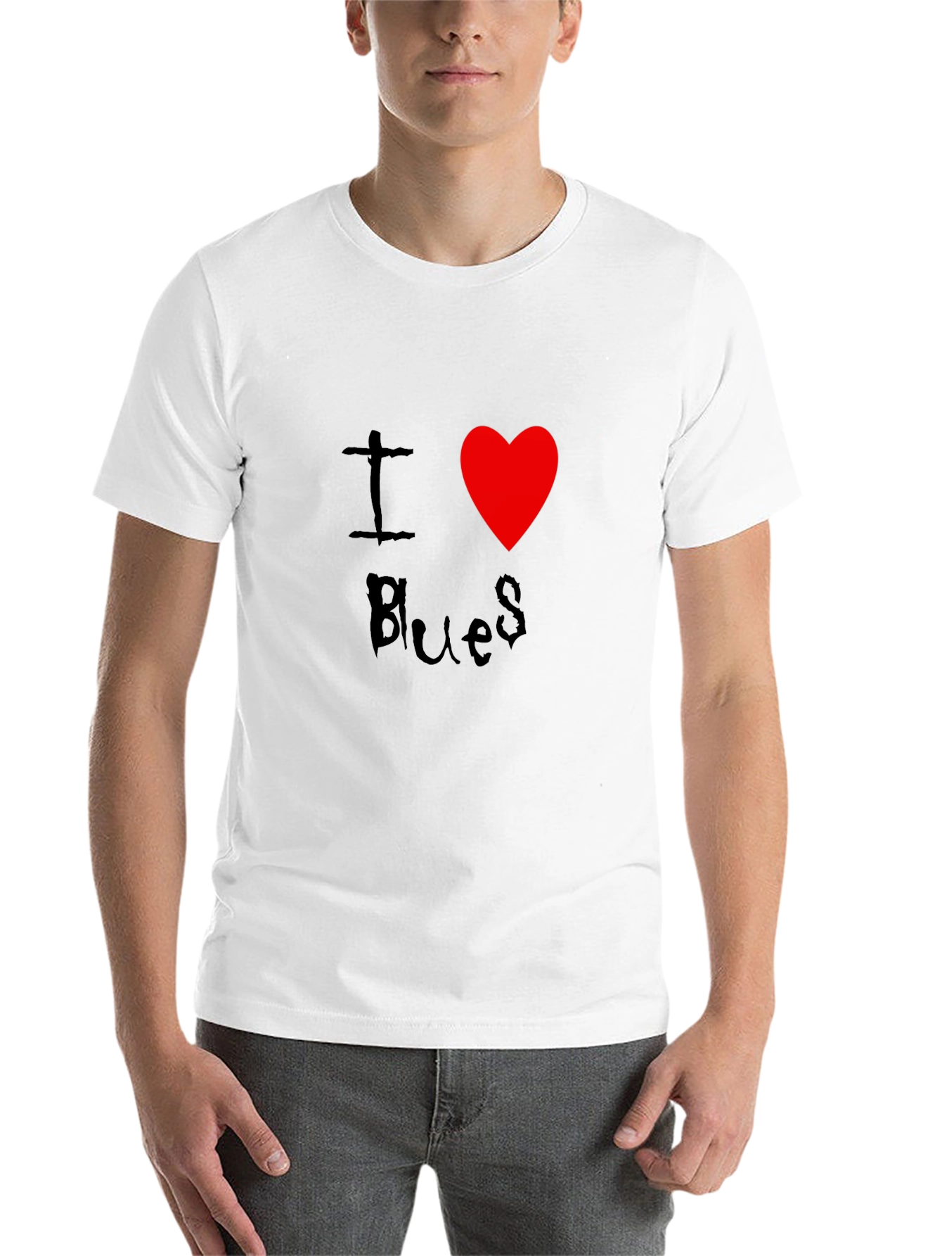 I Love Blues T-Shirt Black Cotton Graphic Tee