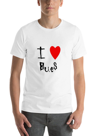 I Love Blues T-Shirt Black Cotton Graphic Tee