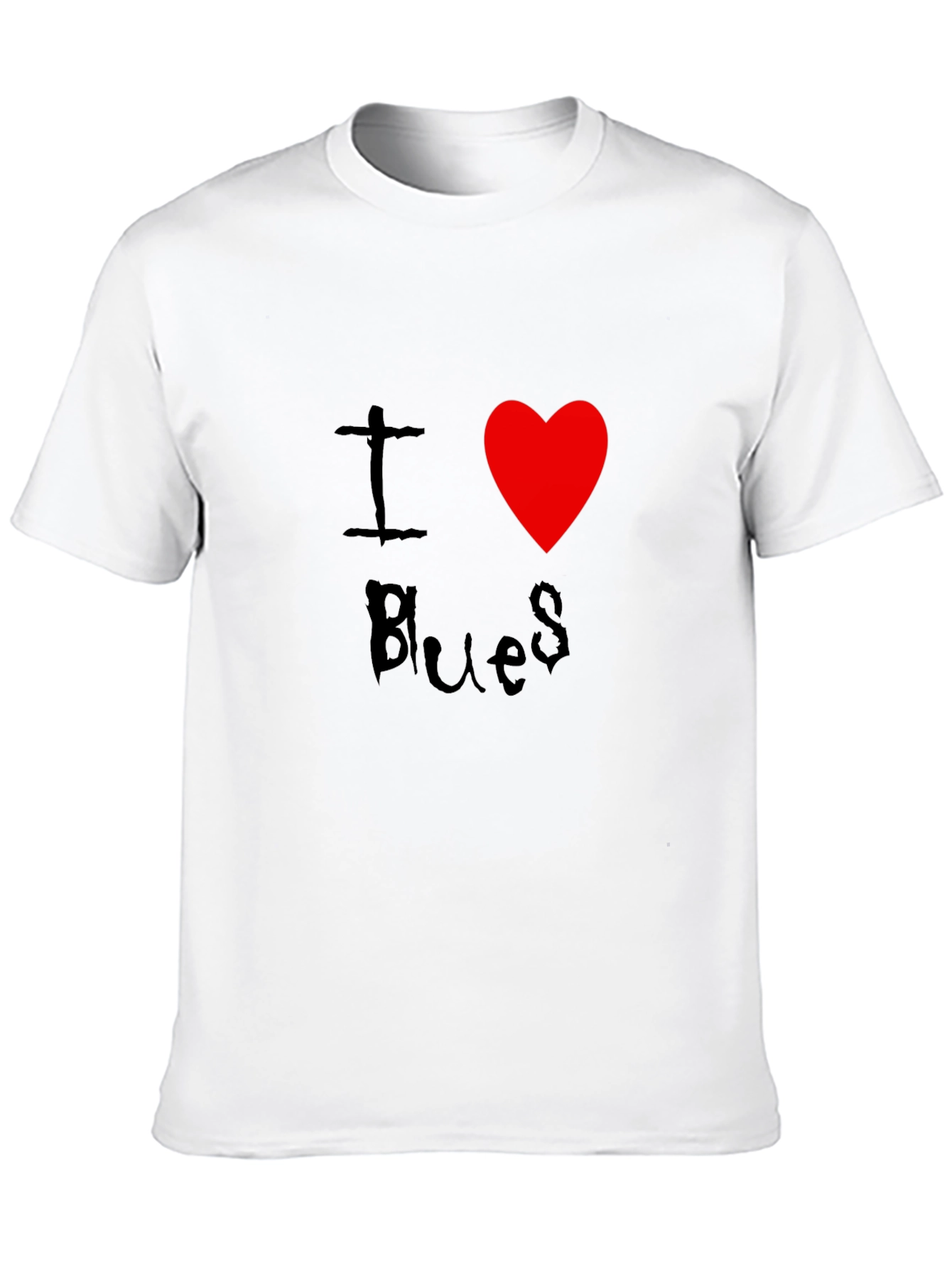 I Love Blues T-Shirt Black Cotton Graphic Tee
