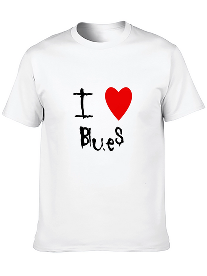 I Love Blues T-Shirt Black Cotton Graphic Tee