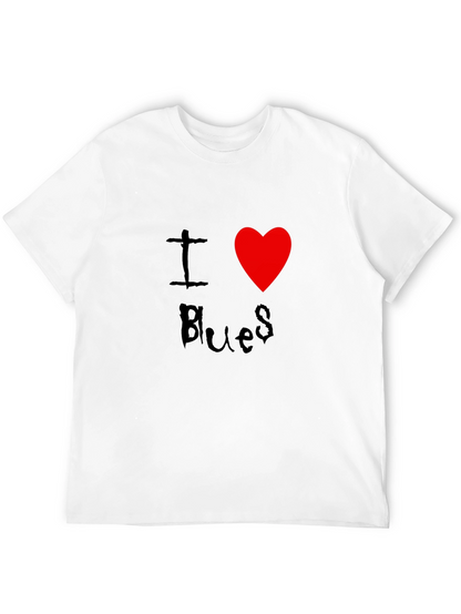 I Love Blues T-Shirt Black Cotton Graphic Tee