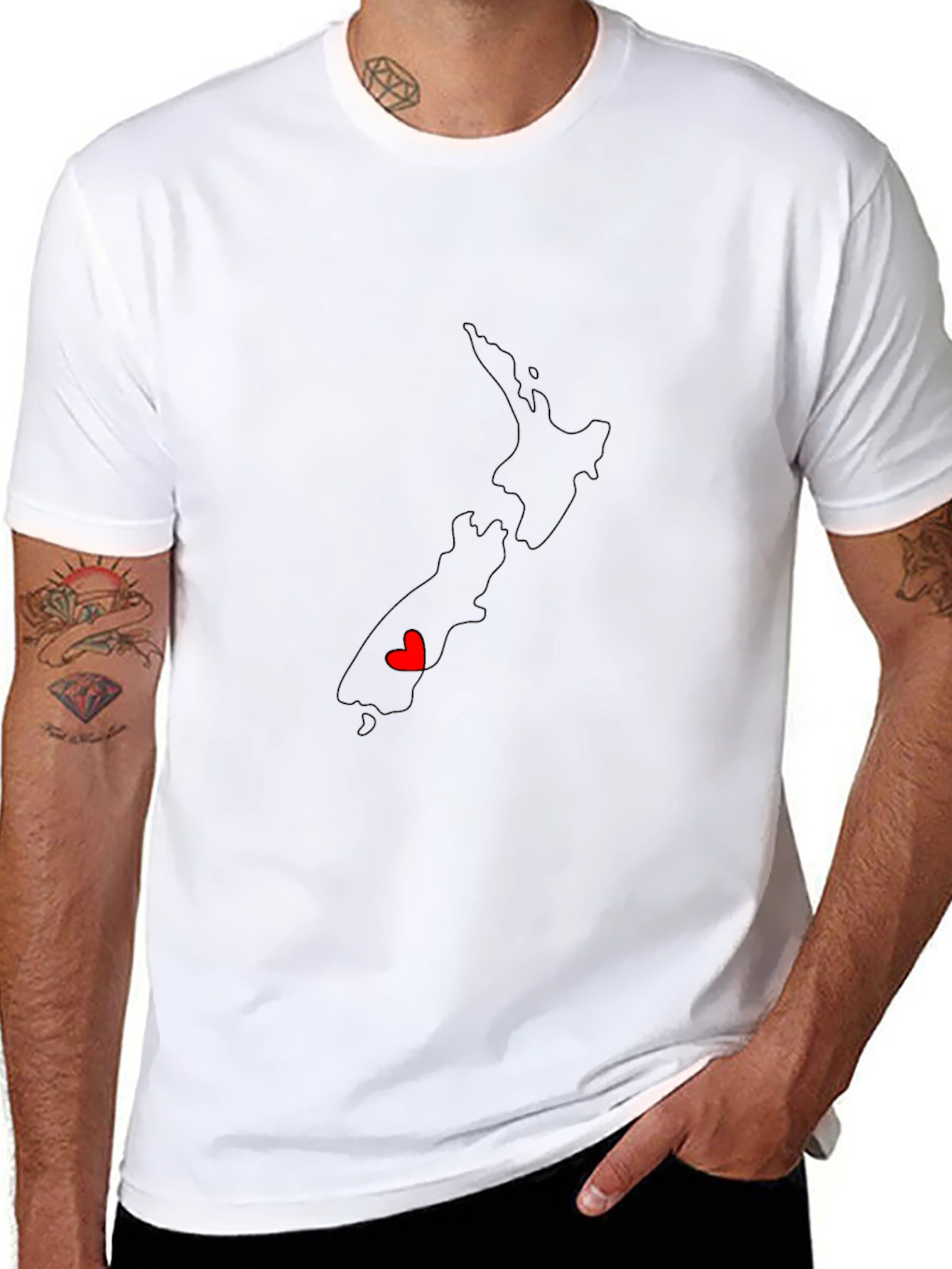 New Zealand Map Tee with Heart