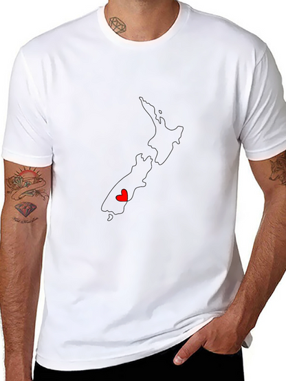 New Zealand Map Tee with Heart