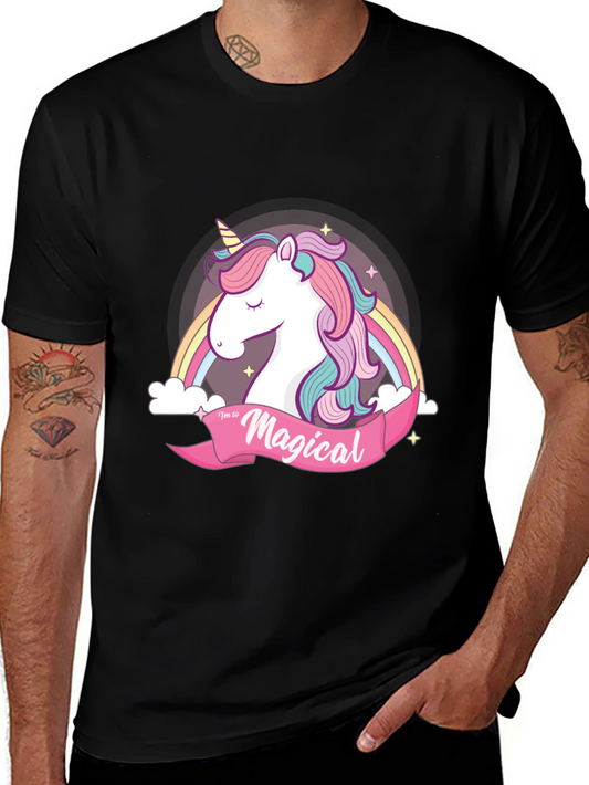 Magical Unicorn Graphic Tee - Black Cotton T-Shirt