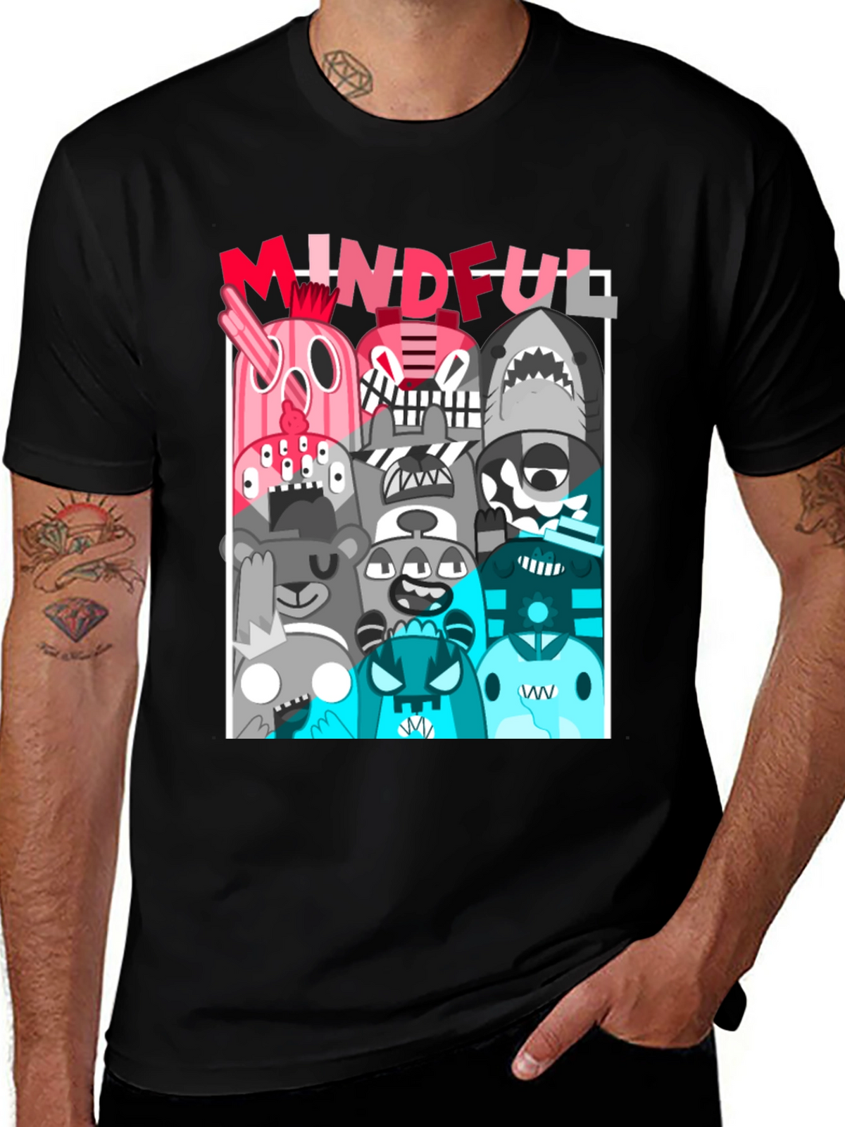 Mindful Monster Graphic Black T-Shirt