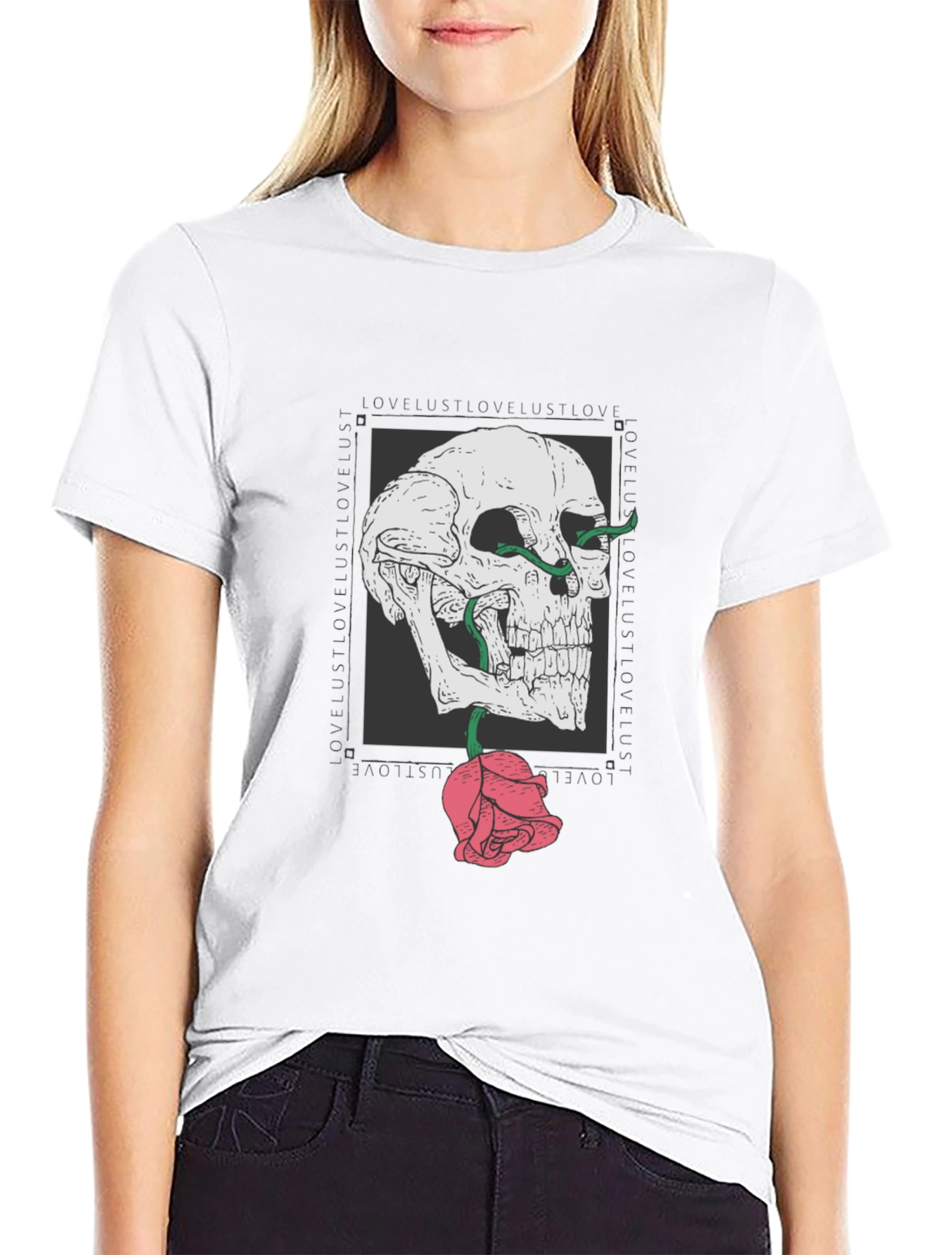 Skull & Rose Graphic T-Shirt - Edgy Streetwear