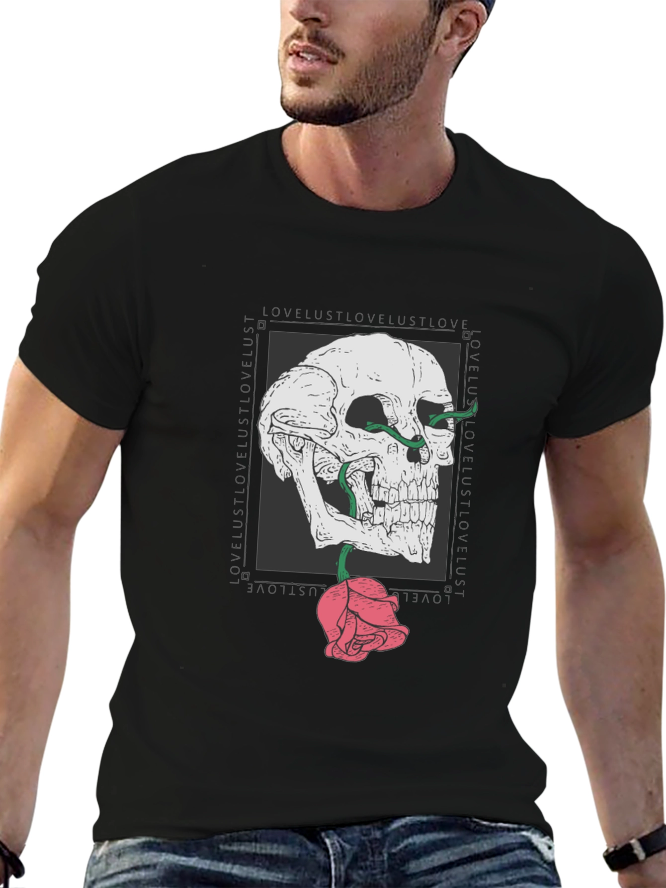 Skull & Rose Graphic T-Shirt - Edgy Streetwear