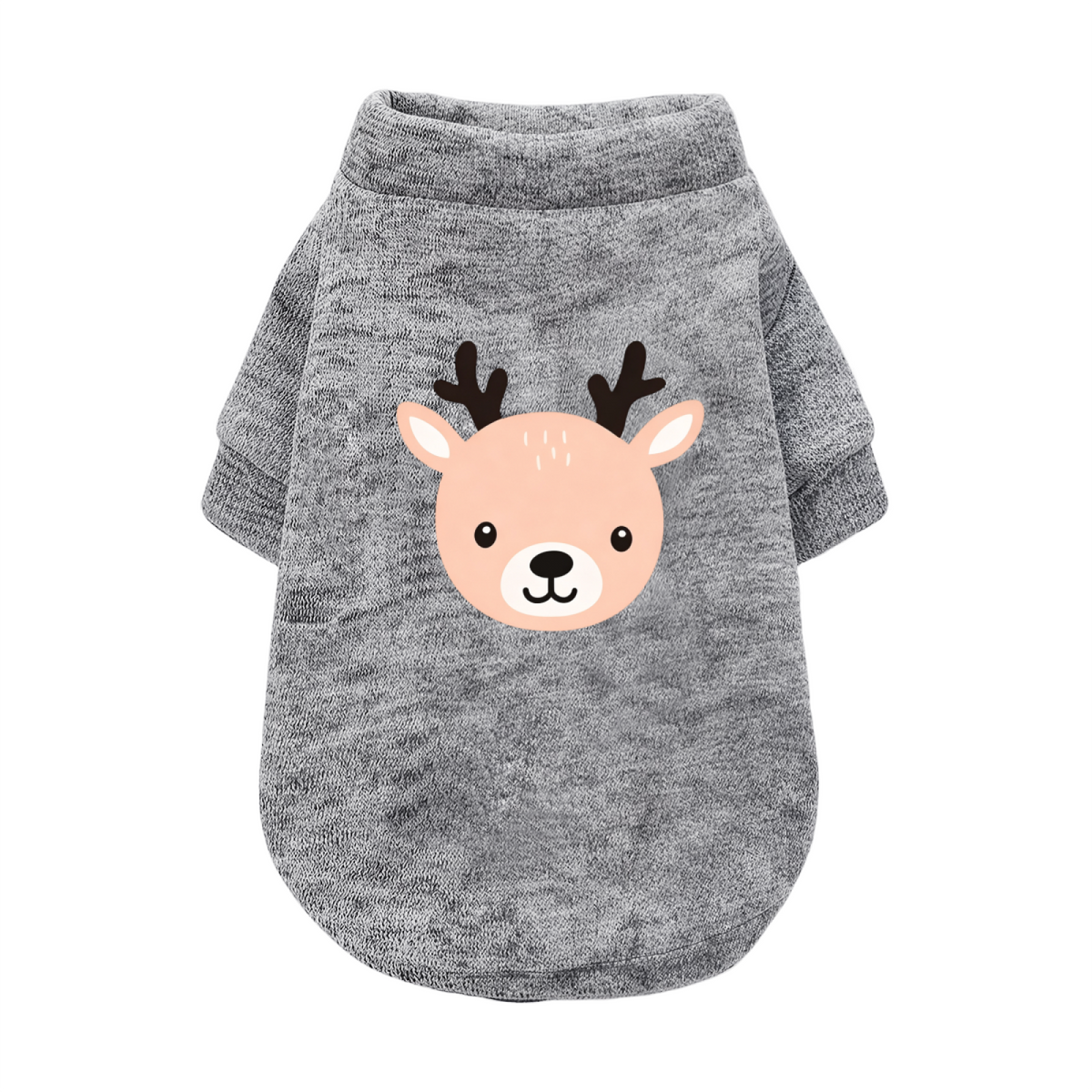 Adorable Cartoon Deer Head Grey Dog Sweater