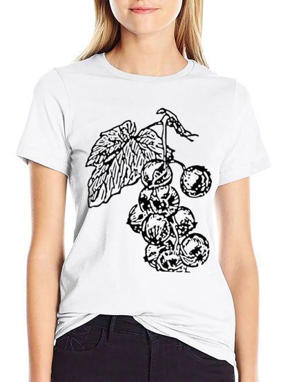 Black T-Shirt with Berry Print