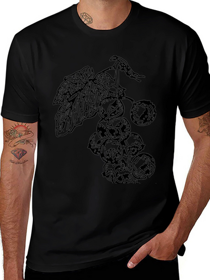 Black T-Shirt with Berry Print