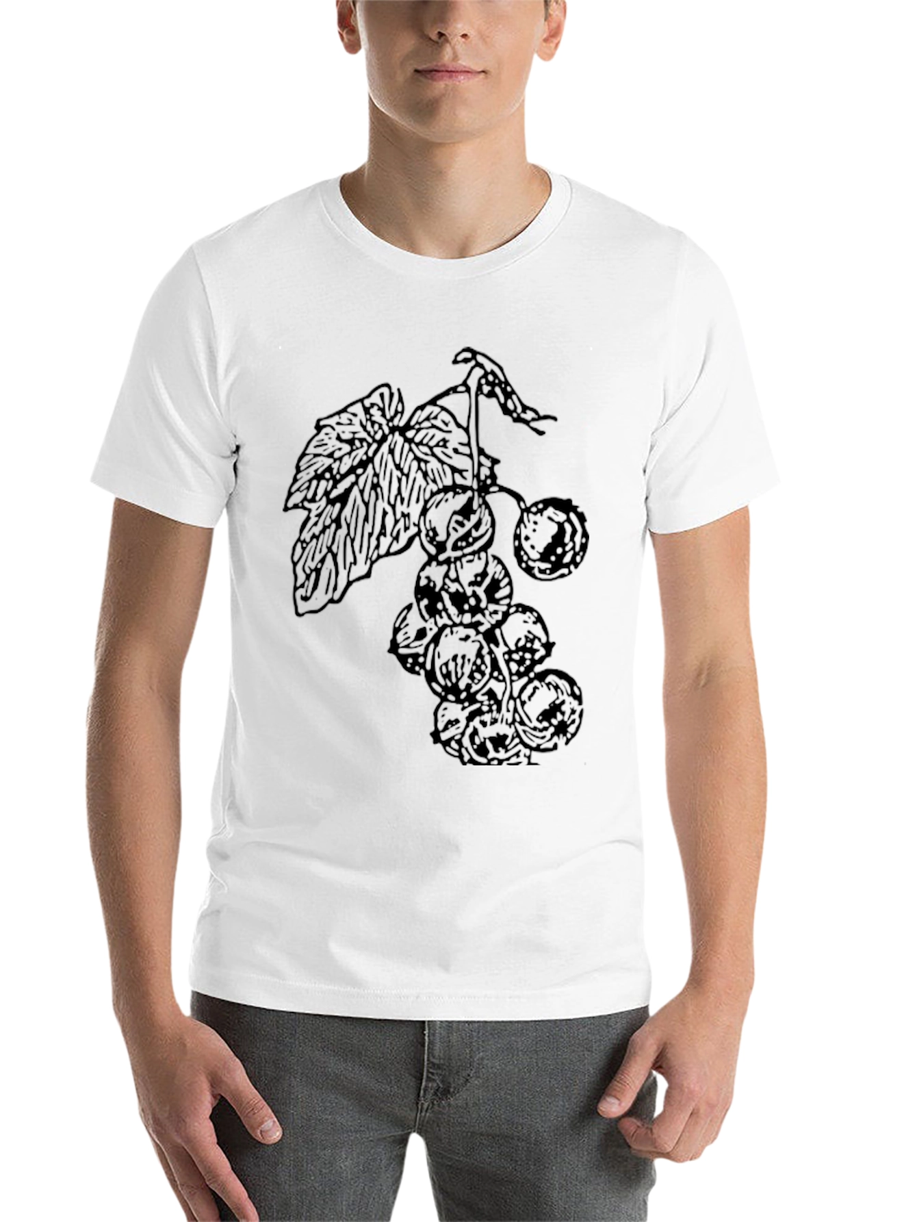 Black T-Shirt with Berry Print