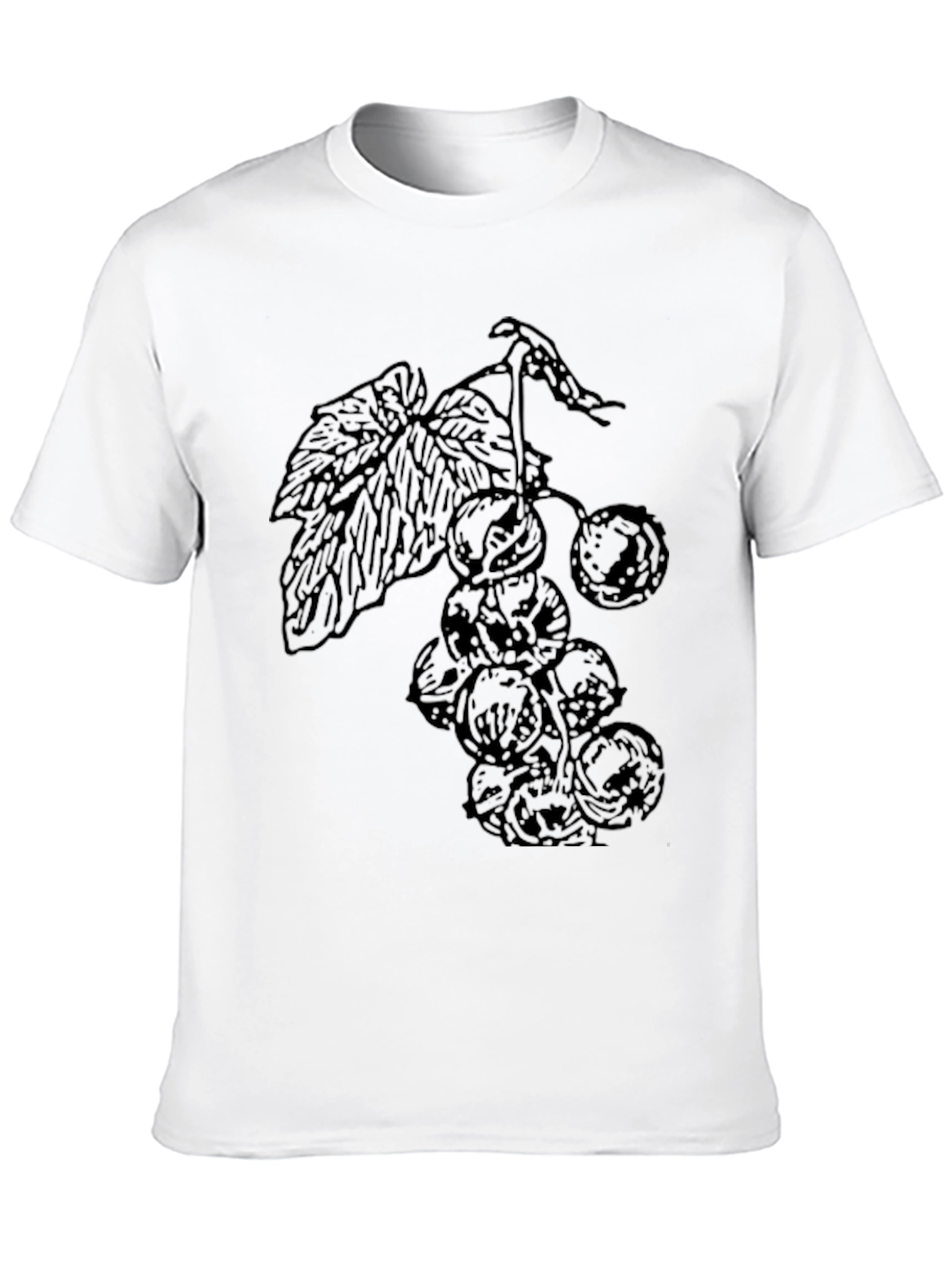 Black T-Shirt with Berry Print