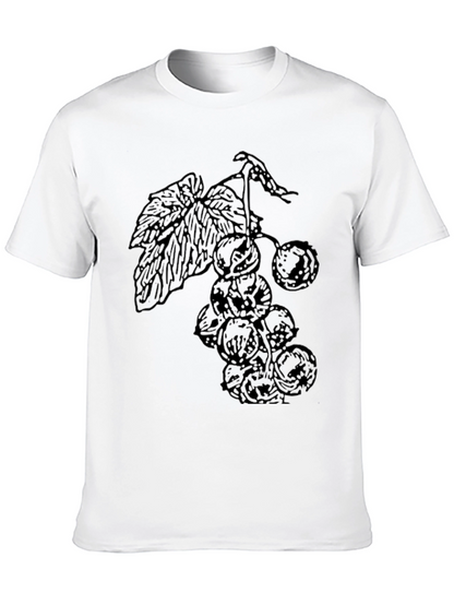 Black T-Shirt with Berry Print