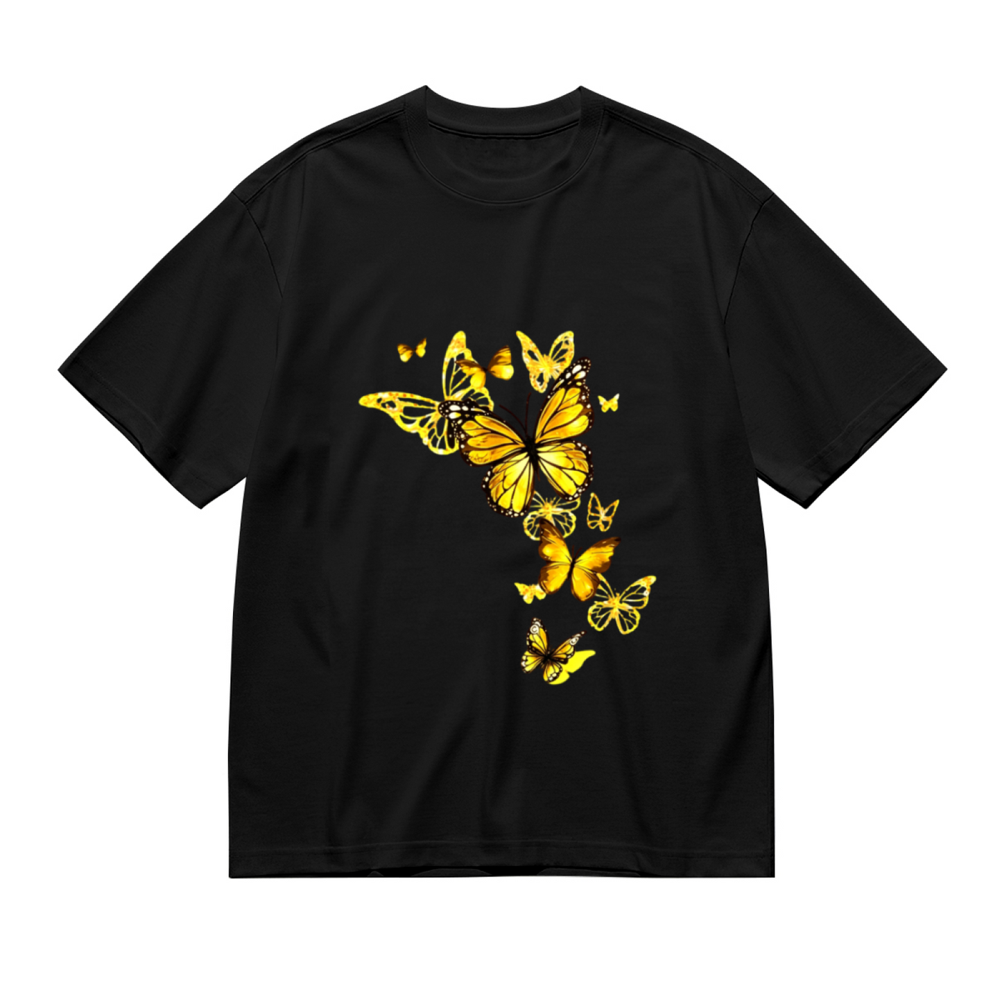 Gorgeous Golden Monarch Butterflies Art Print Plus Size Women¡¯s Graphic T-Shirt