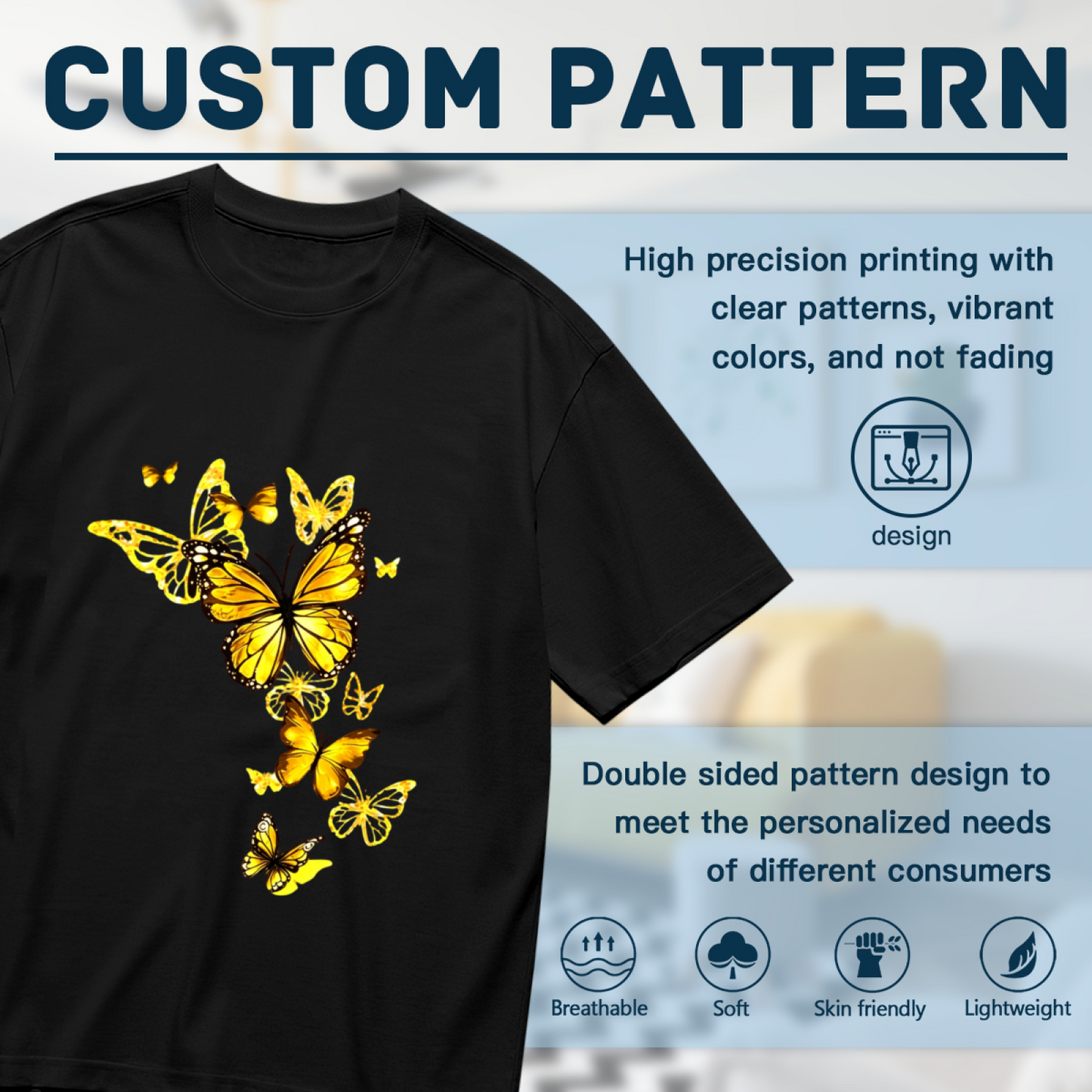 Gorgeous Golden Monarch Butterflies Art Print Plus Size Women¡¯s Graphic T-Shirt