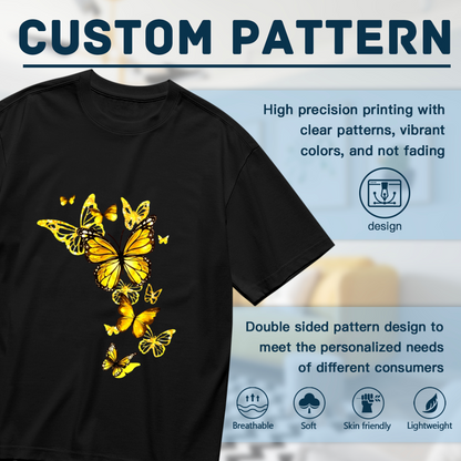 Gorgeous Golden Monarch Butterflies Art Print Plus Size Women¡¯s Graphic T-Shirt