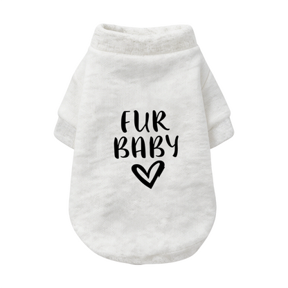 Fur Baby Black Heart Grey Pet Sweater, Simple Cozy Fur Baby Clothes