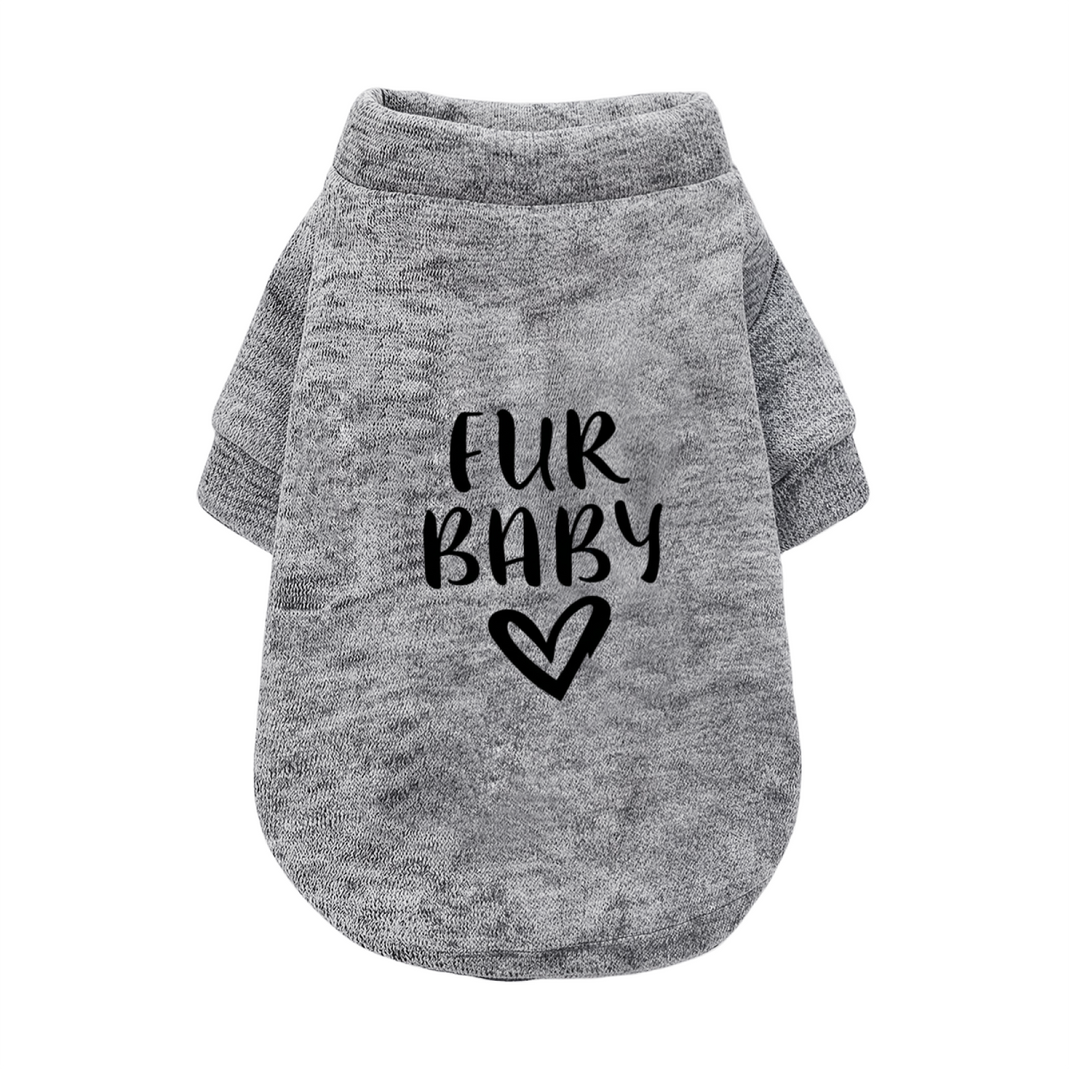 Fur Baby Black Heart Grey Pet Sweater, Simple Cozy Fur Baby Clothes