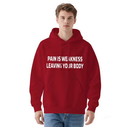 Pain Is Weakness Leaving Your Body Navy Hoodie, Motivational Gym Comfort Hoodie