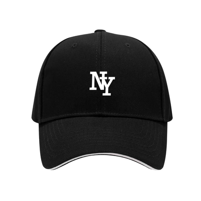Classic NY Letter Print Red Sandwich Visor Baseball Cap, New York Streetwear Trend Hat
