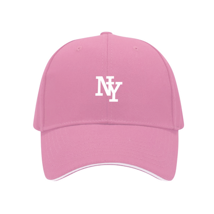 Classic NY Letter Print Red Sandwich Visor Baseball Cap, New York Streetwear Trend Hat