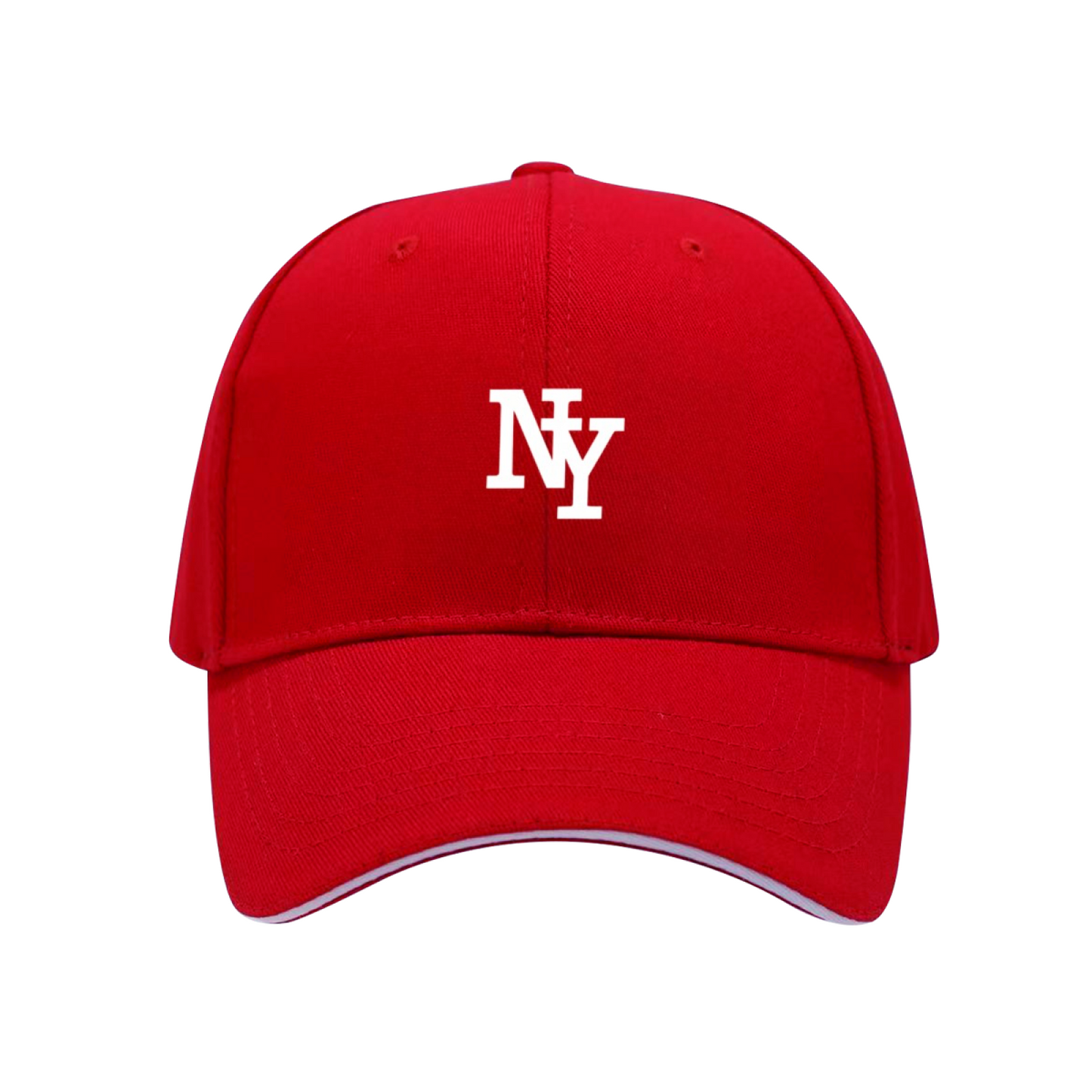 Classic NY Letter Print Red Sandwich Visor Baseball Cap, New York Streetwear Trend Hat
