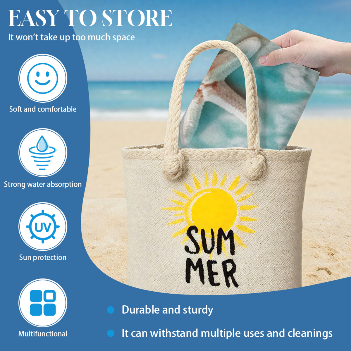 Clear Seawater Starfish Seashell Realistic Beach Towel, Velvety Soft & Fast Absorbent, Diverse Length Specs Create Ultra Comfortable Beach Experience