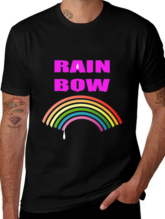 Rainbow Drip Graphic Tee - Stylish Black T-Shirt