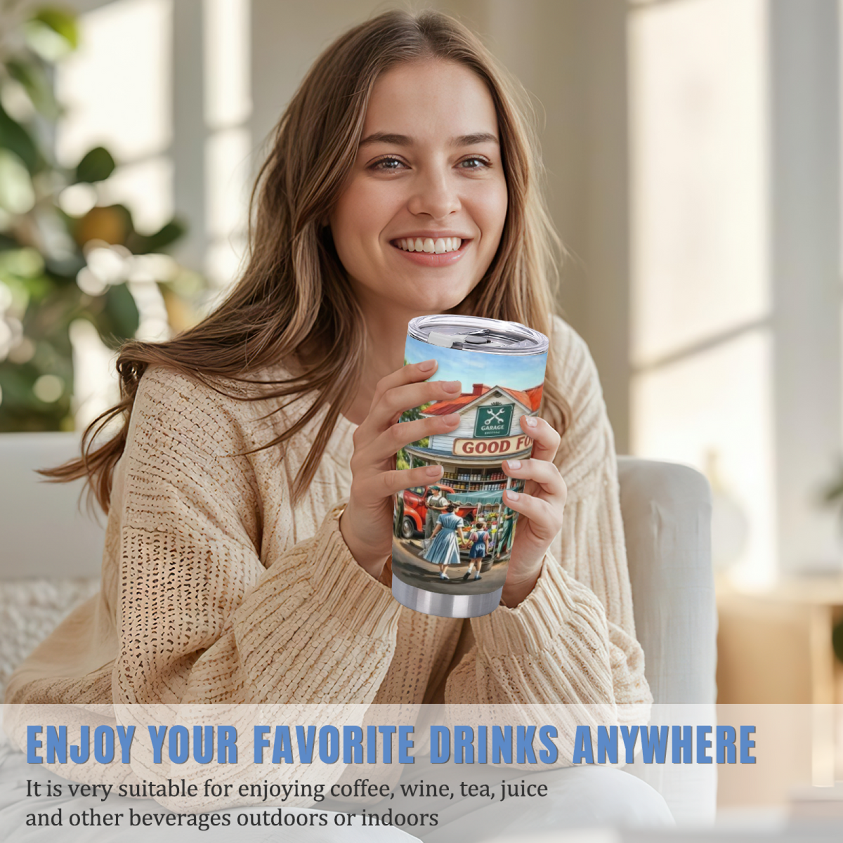 Enchanted Floral Country Cottage Oil Painting 20oz Travel Tumbler