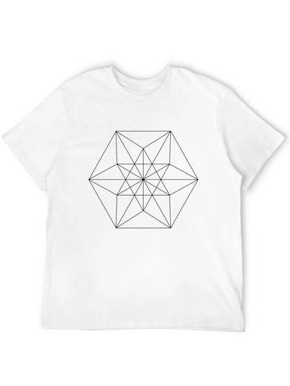 Geometric Line Art Black T-Shirt