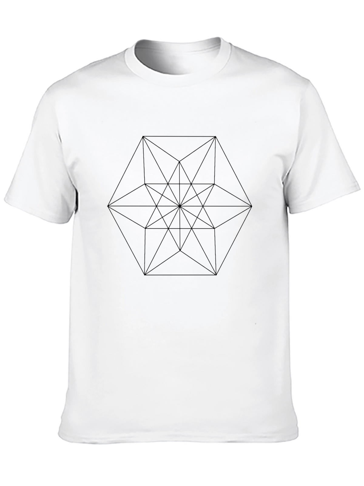 Geometric Line Art Black T-Shirt