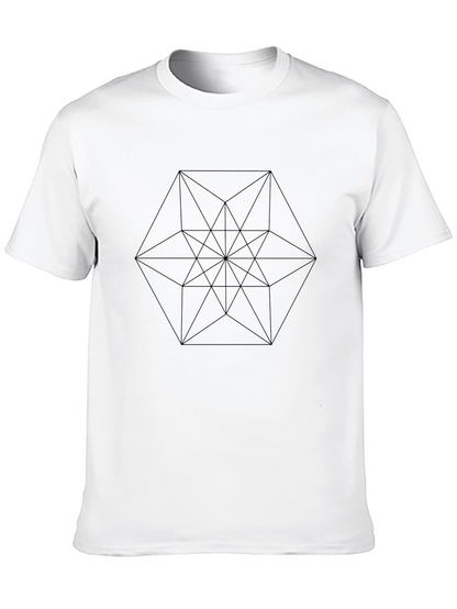 Geometric Line Art Black T-Shirt
