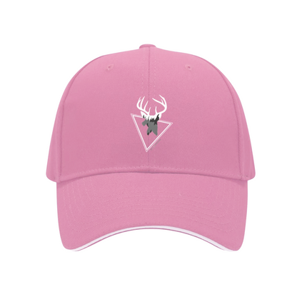 Wild Deer Triangle Graphic Black Sandwich Brim Baseball Cap, Outdoor Hunting Casual Sun Hat