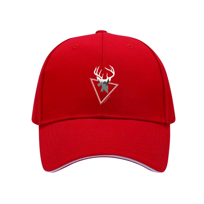 Wild Deer Triangle Graphic Black Sandwich Brim Baseball Cap, Outdoor Hunting Casual Sun Hat