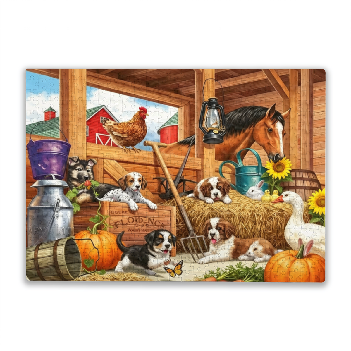 Cozy Barnyard Full of Cute Farm Animals Country Jigsaw Puzzle | 300/500/1000 Pieces
