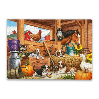 Cozy Barnyard Full of Cute Farm Animals Country Jigsaw Puzzle | 300/500/1000 Pieces
