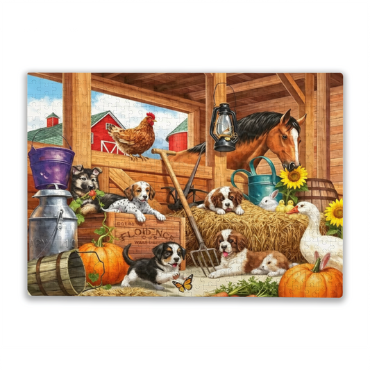 Cozy Barnyard Full of Cute Farm Animals Country Jigsaw Puzzle | 300/500/1000 Pieces