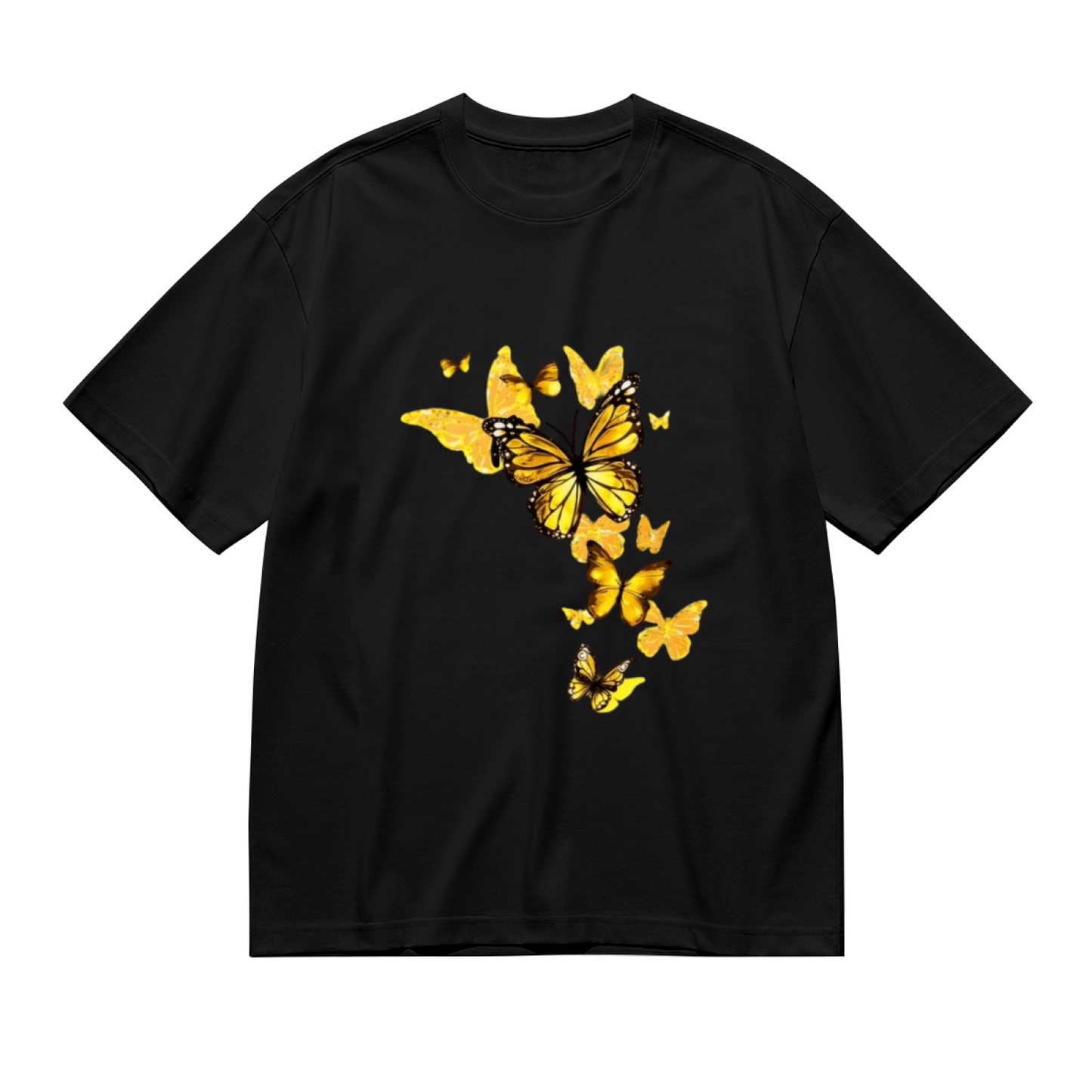 Bright Golden Monarch Butterfly Group Chic Plus Size Women Graphic Tee