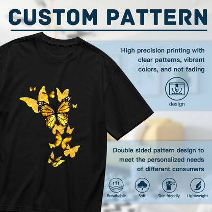 Bright Golden Monarch Butterfly Group Chic Plus Size Women Graphic Tee