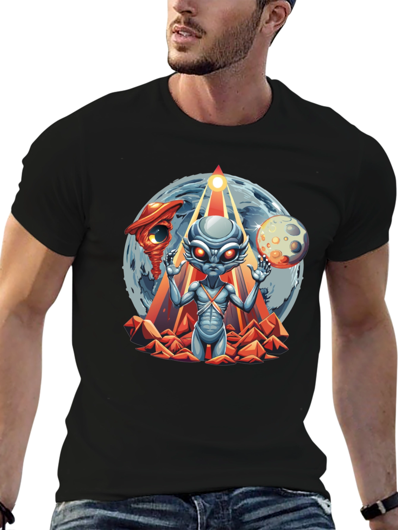 Alien Graphic T-Shirt: Sci-Fi Style Black Tee