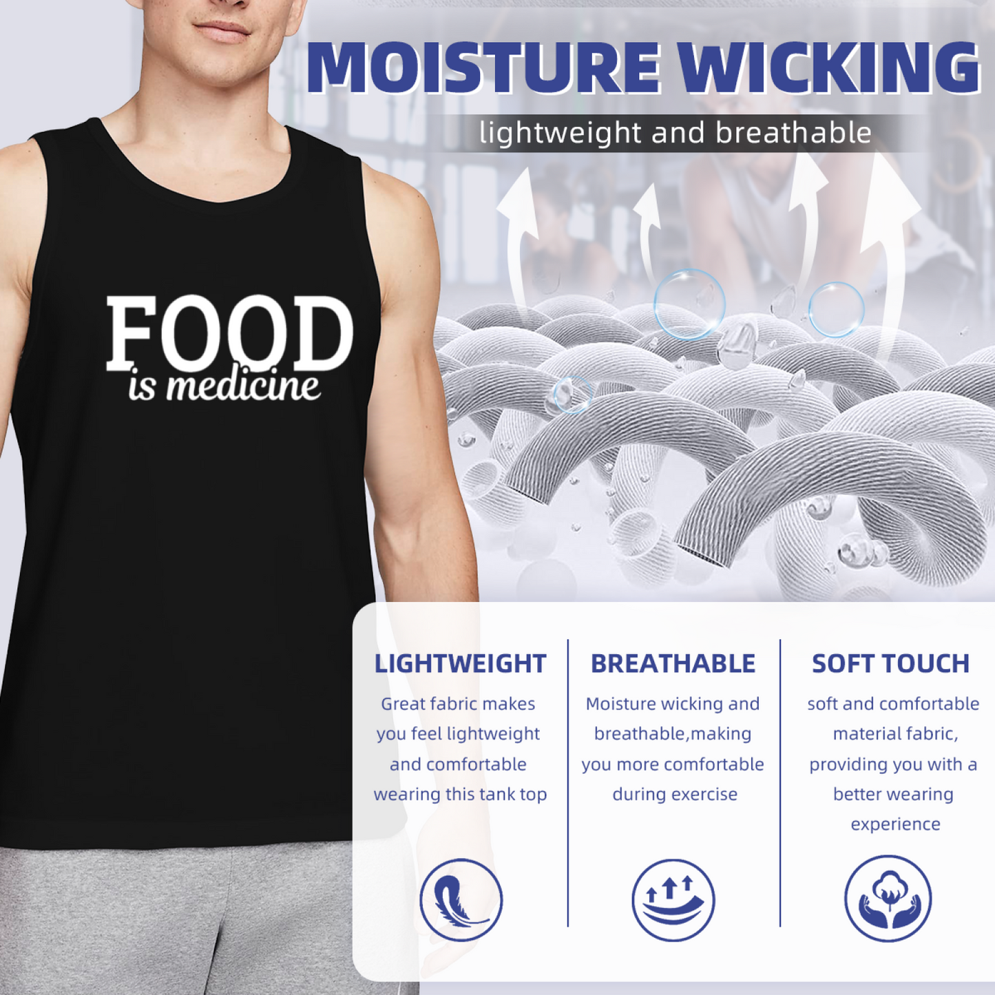 Food Is Medicine Healthy Lifestyle Simple Tank Top