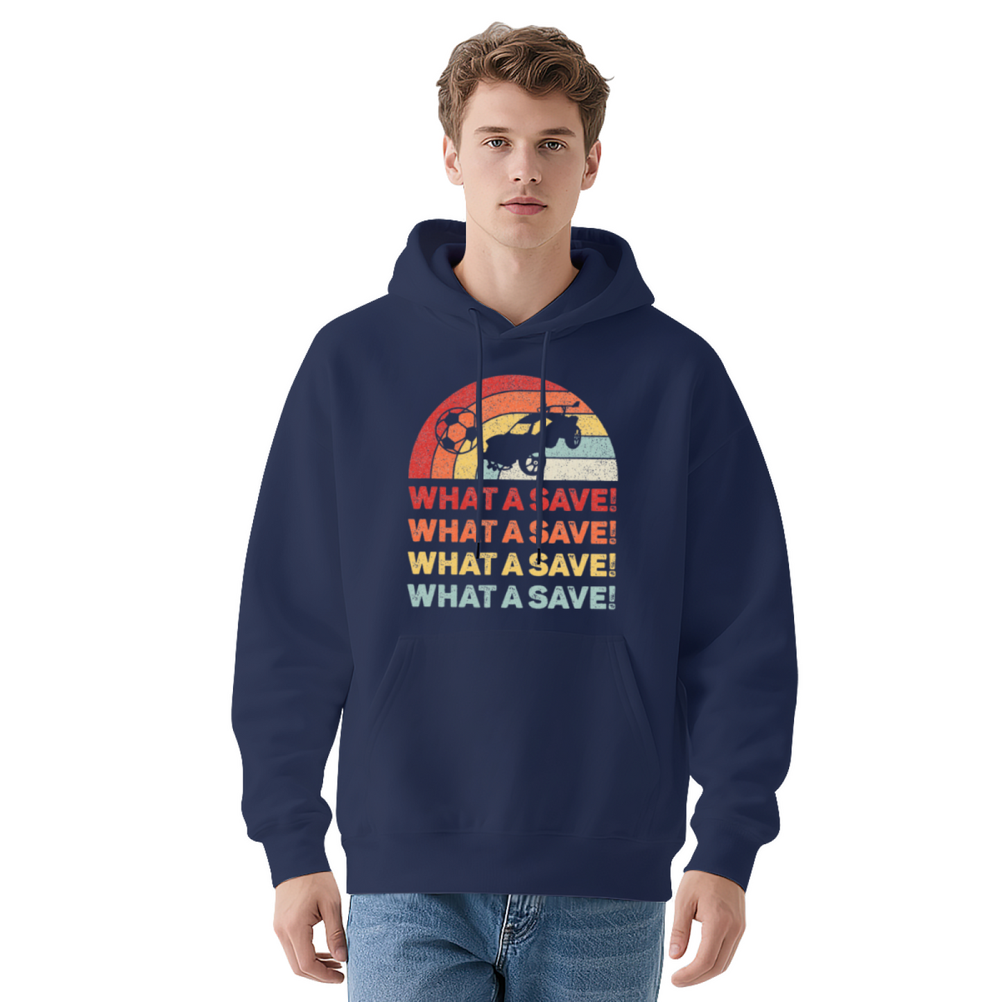 Retro What A Save Rocket Game Vintage Print Soft Hoodie, Unisex Casual Top