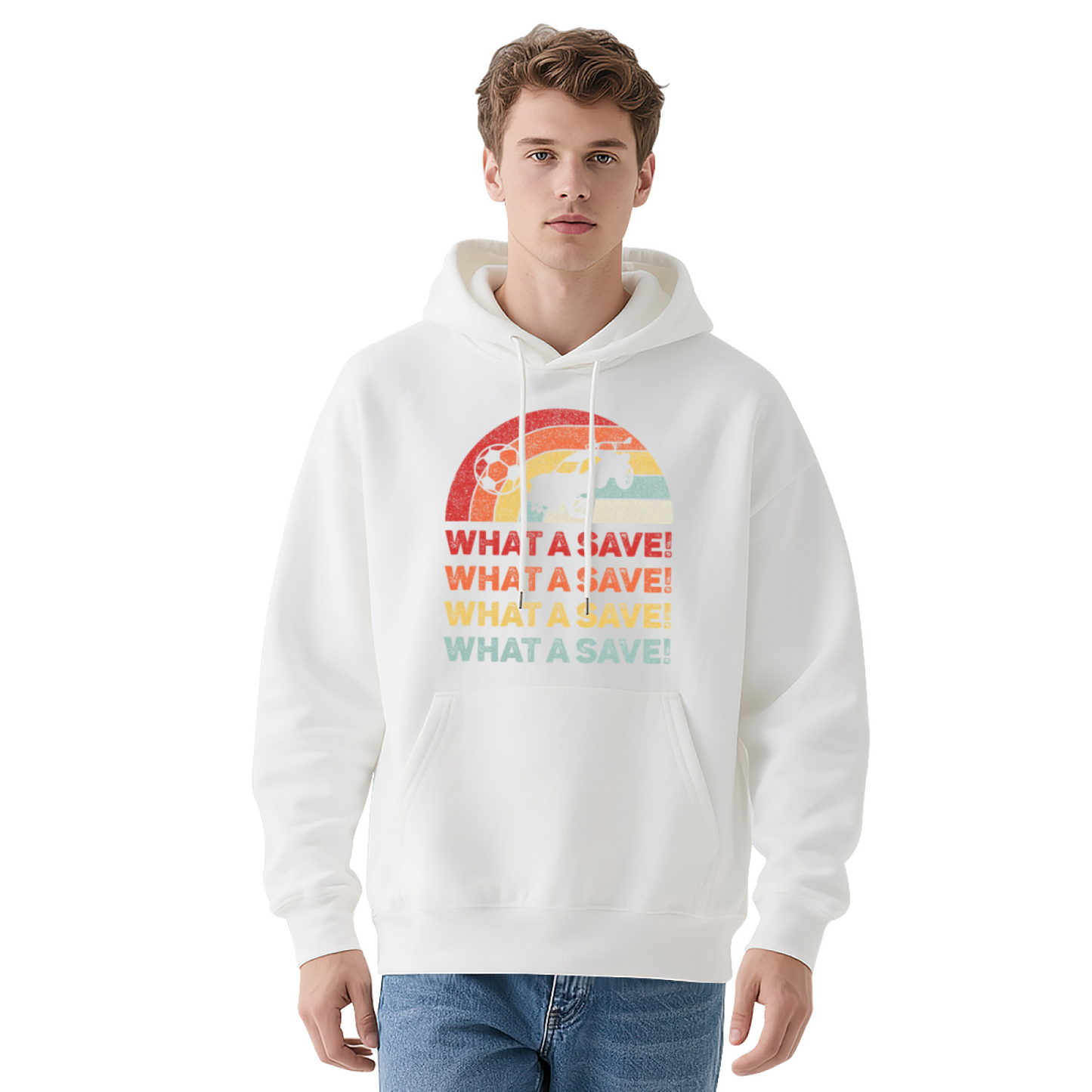 Retro What A Save Rocket Game Vintage Print Soft Hoodie, Unisex Casual Top