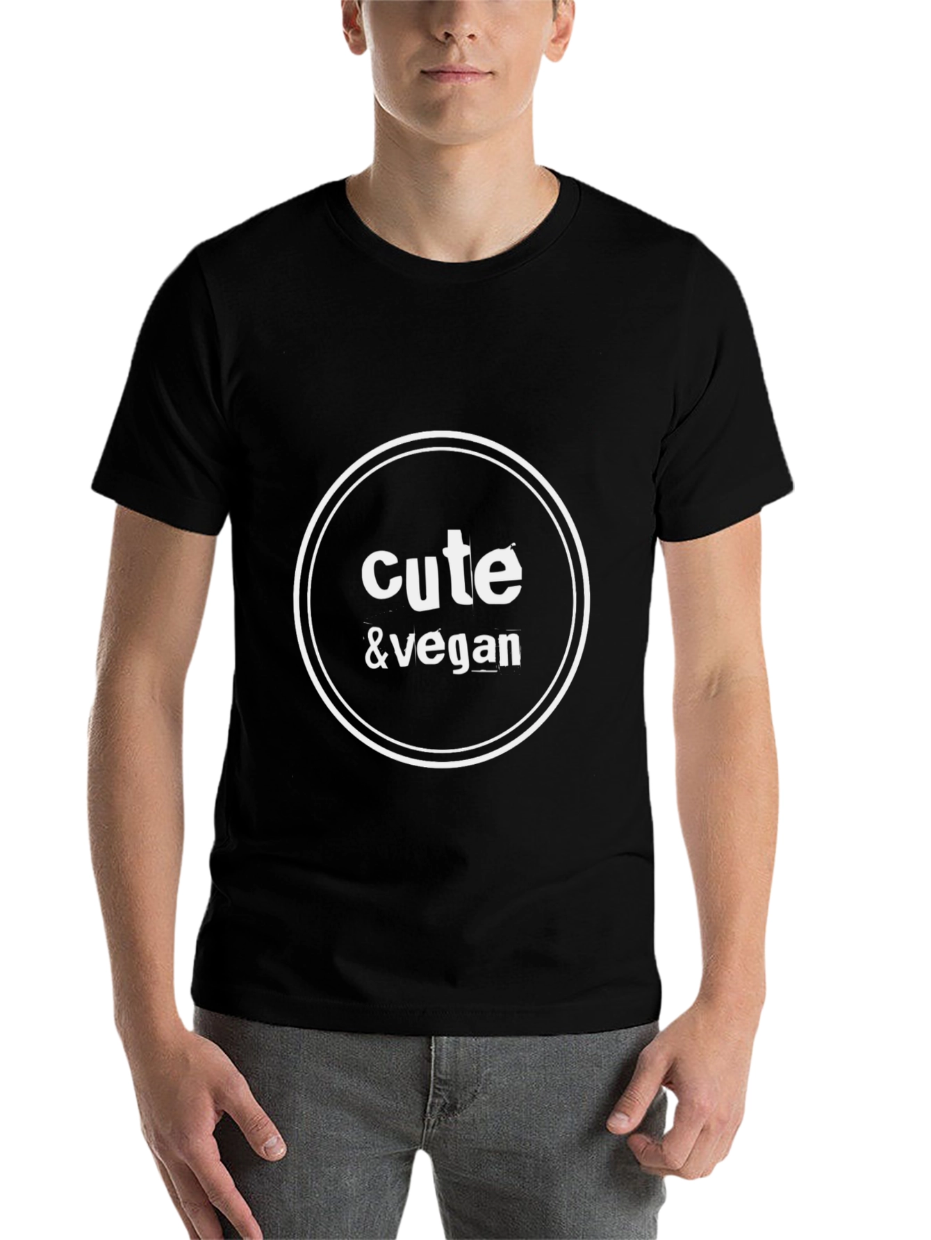 Cute & Vegan Graphic T-Shirt - Black Cotton Blend