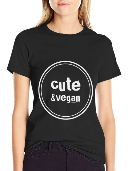 Cute & Vegan Graphic T-Shirt - Black Cotton Blend