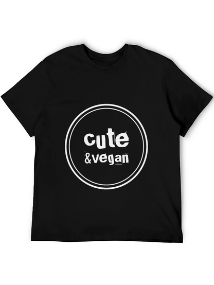 Cute & Vegan Graphic T-Shirt - Black Cotton Blend