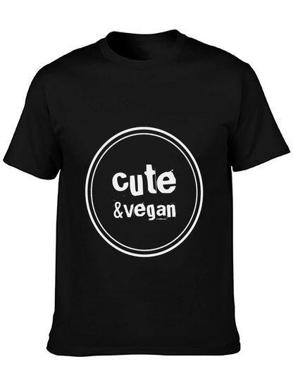 Cute & Vegan Graphic T-Shirt - Black Cotton Blend