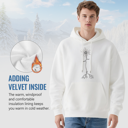Neuron Flower Sketch White Hoodie, Unisex Light Comfort Hooded Sweatshirt