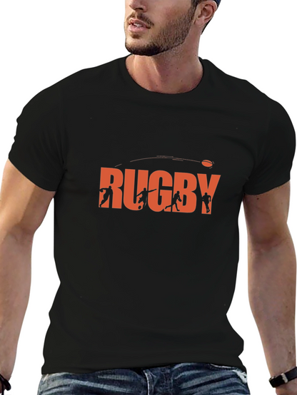 Rugby Graphic T-Shirt - Black Casual Tee